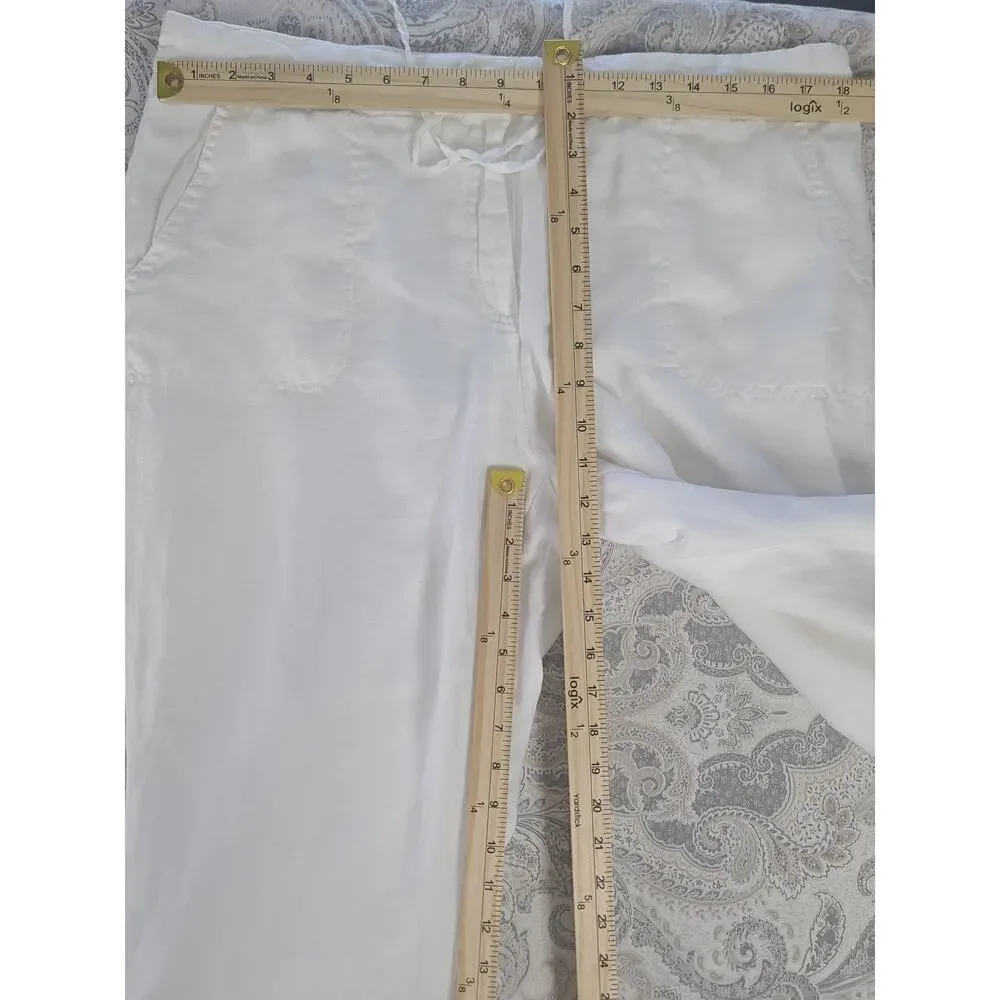 Charter Club Pants shop women's linen pants White Size XL resort wear Vacation - Picture 5 of 8
